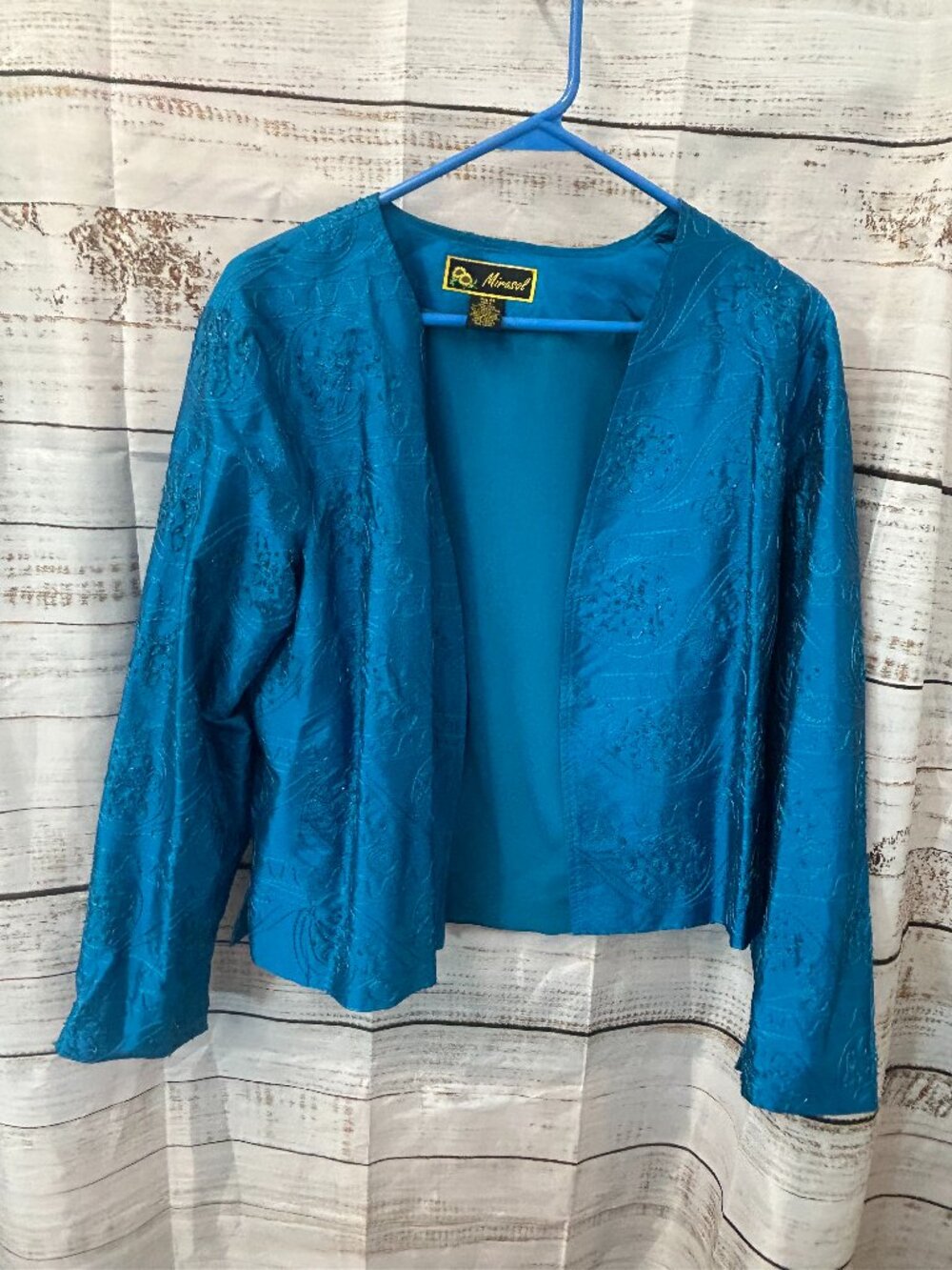 Mirasol Womens Art To Wear Jacket Size M Silk Blend Embroidered Beaded Cocktail